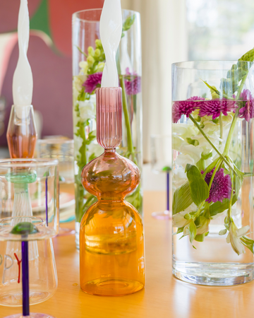 Castiçal Decorativo de Vidro Borossilicato Bold Red and Orange - 28x8 cm